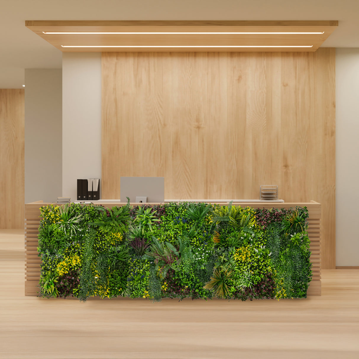 Painel de Parede de Jardim Vertical Artificial Cassia - 100cm x 100cm (conjunto de 3 unidades)