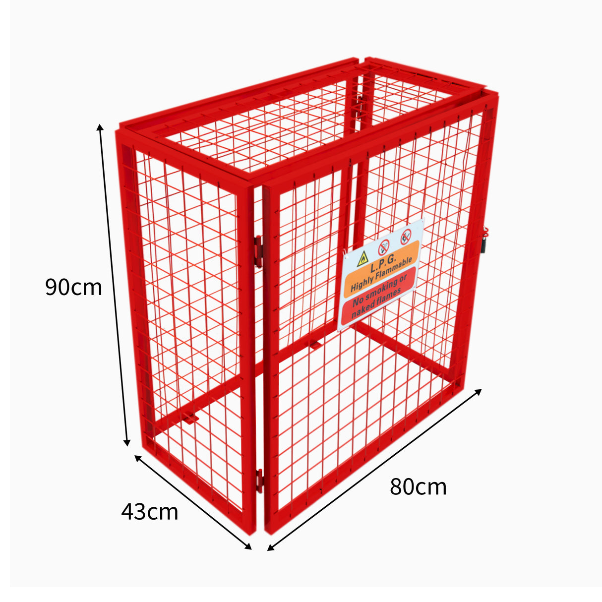 Gaiola Dobrável para Garrafas de Gás - 90cm x 80cm x 43cm - Vermelha