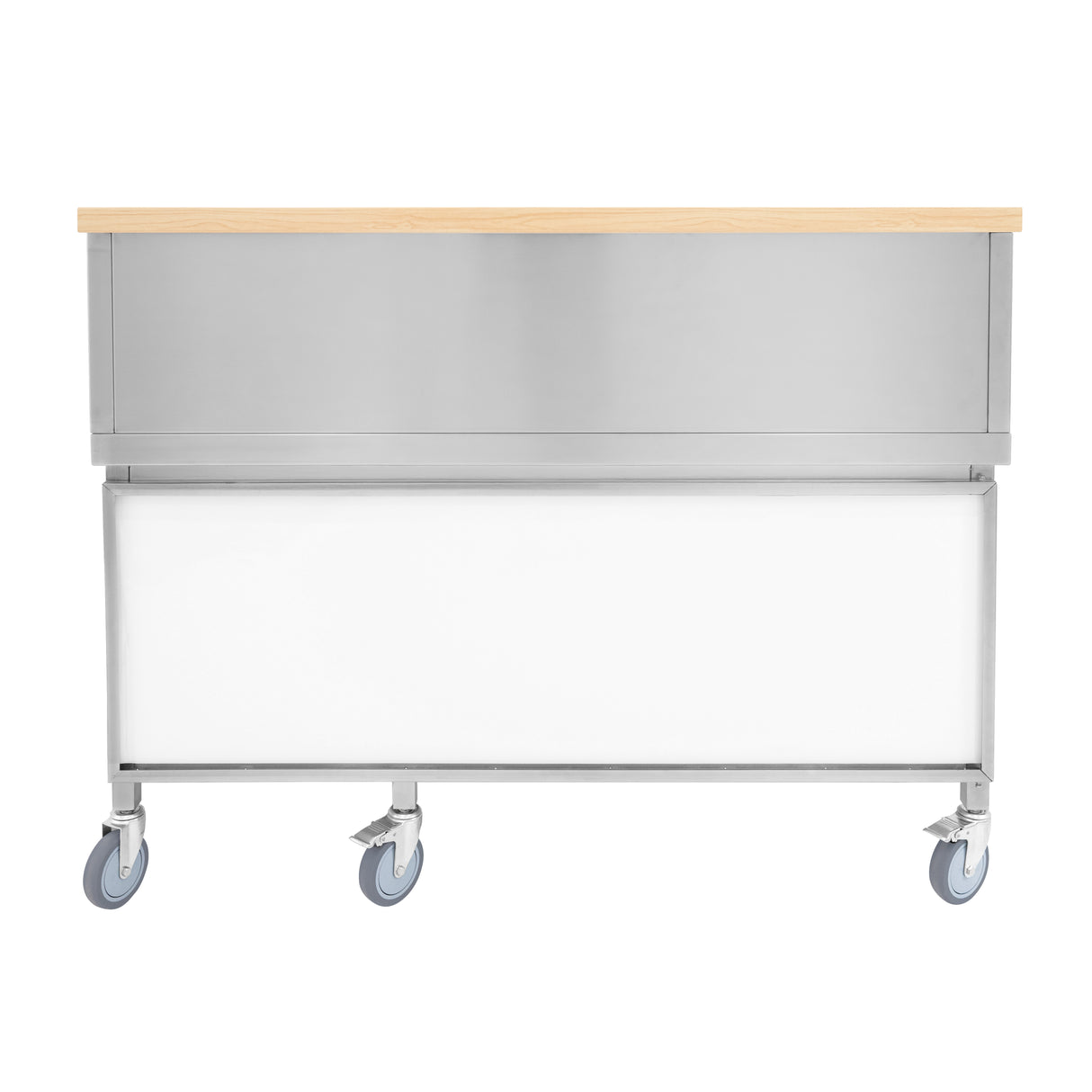 Estação de Bar Móvel em Aço Inoxidável – Efeito Madeira