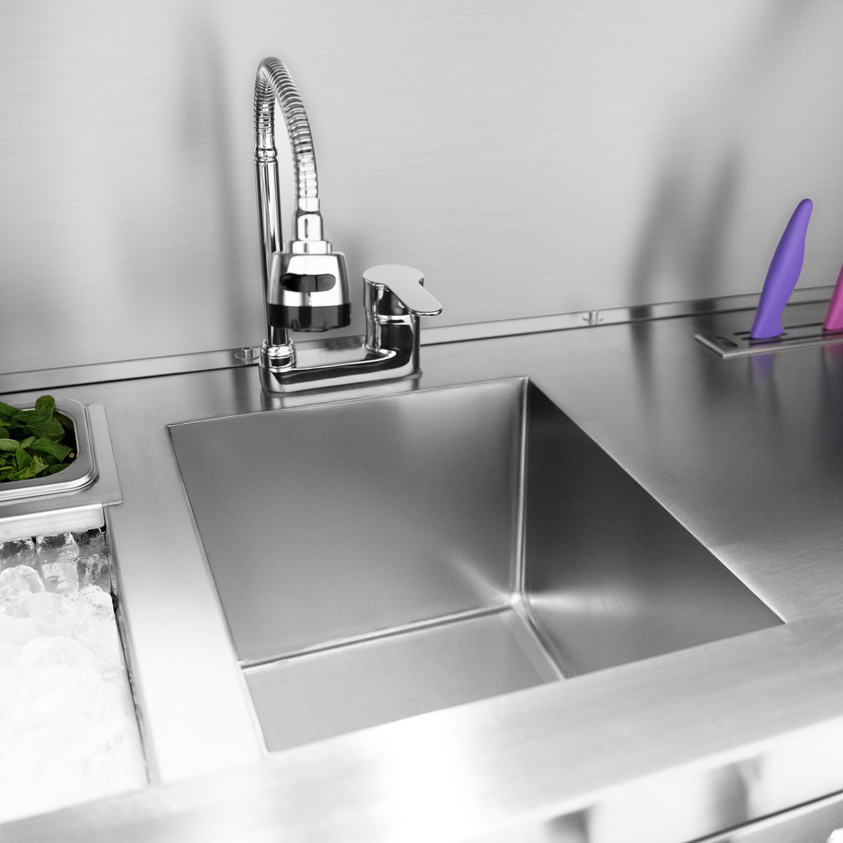 Estação de Bar Móvel em Aço Inoxidável – Efeito Madeira