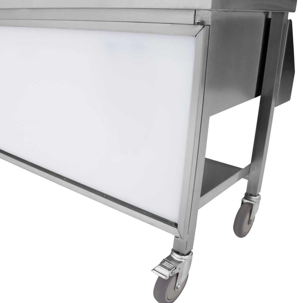 Estação de Bar Móvel em Aço Inoxidável – Efeito Madeira