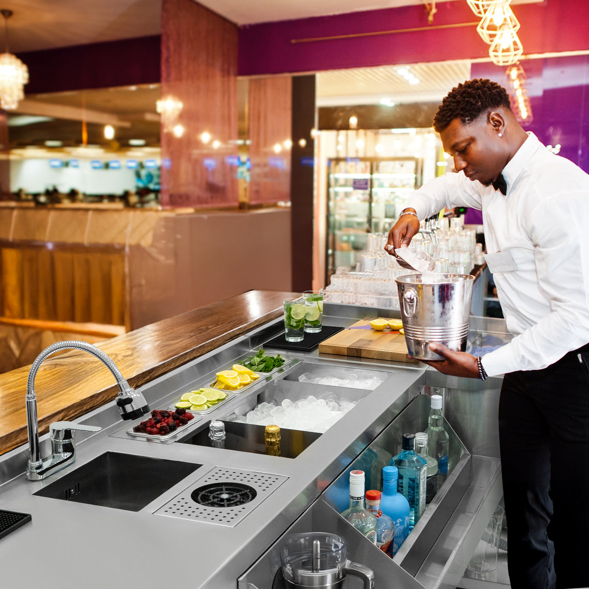 Unidade Modular de Canto para Bar – Aço Inoxidável