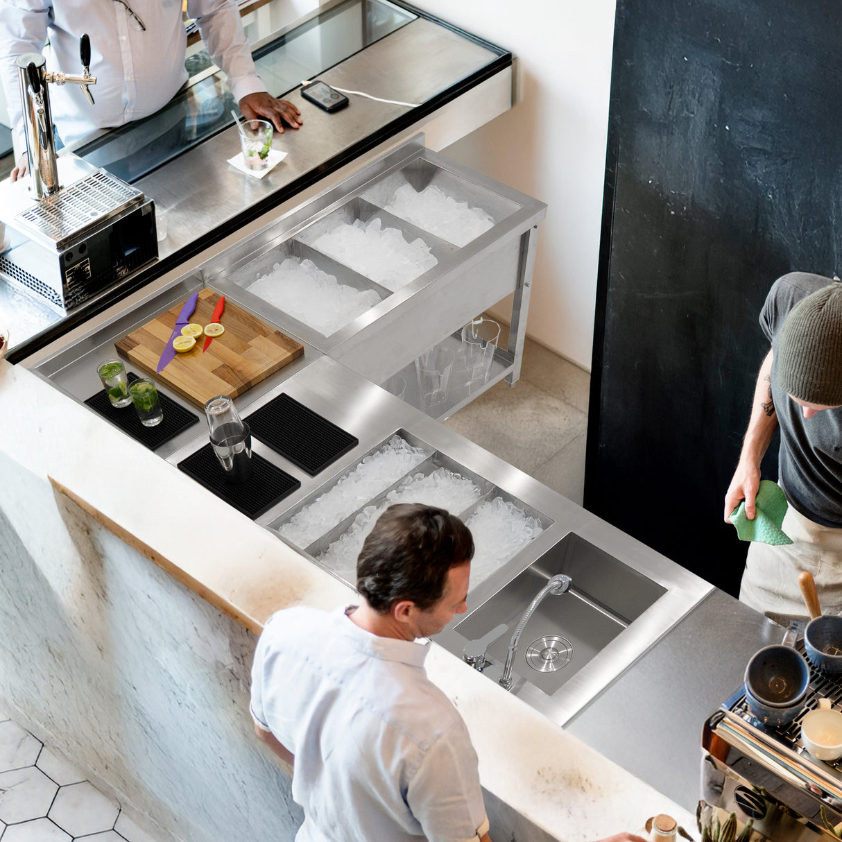 Unidade Modular de Canto para Bar – Aço Inoxidável