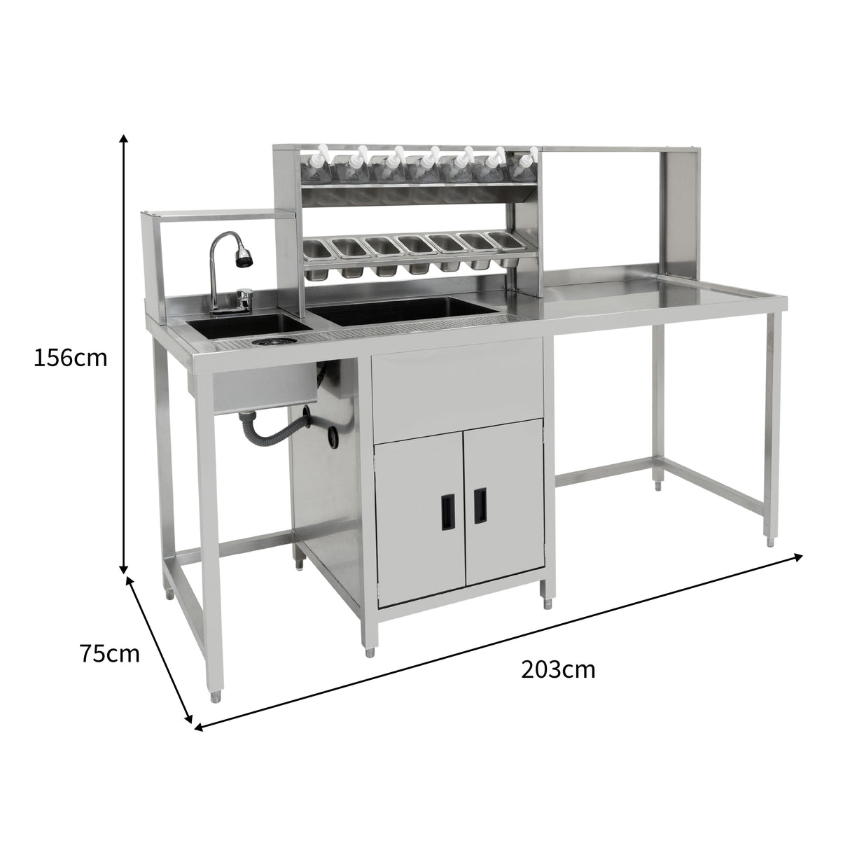 Conjunto de estação de trabalho para chá de bolhas (Frigorífico de Portas Corrediças)