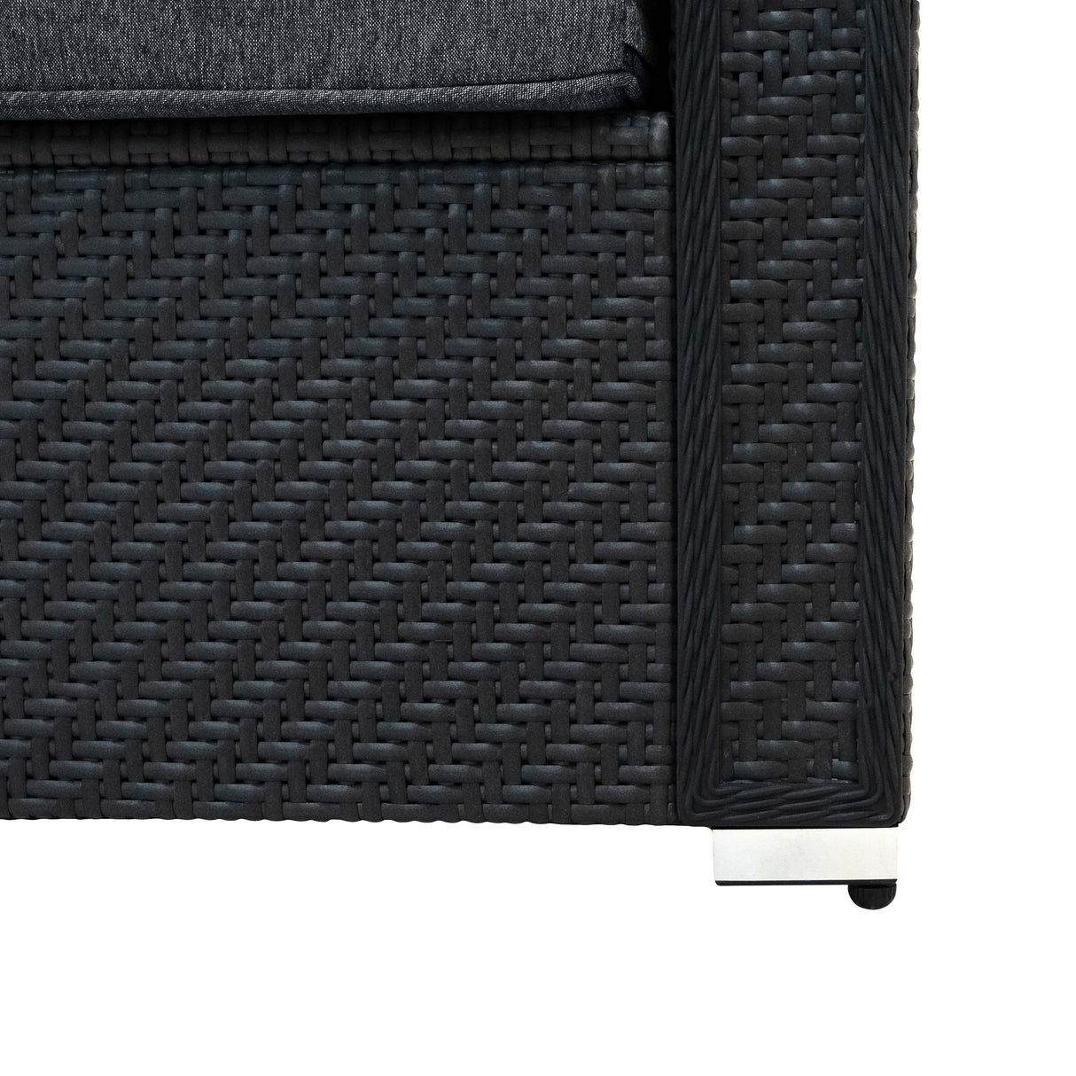 Conjunto Modular de Móveis de Pátio de Ratã - Preto | 7 Peças