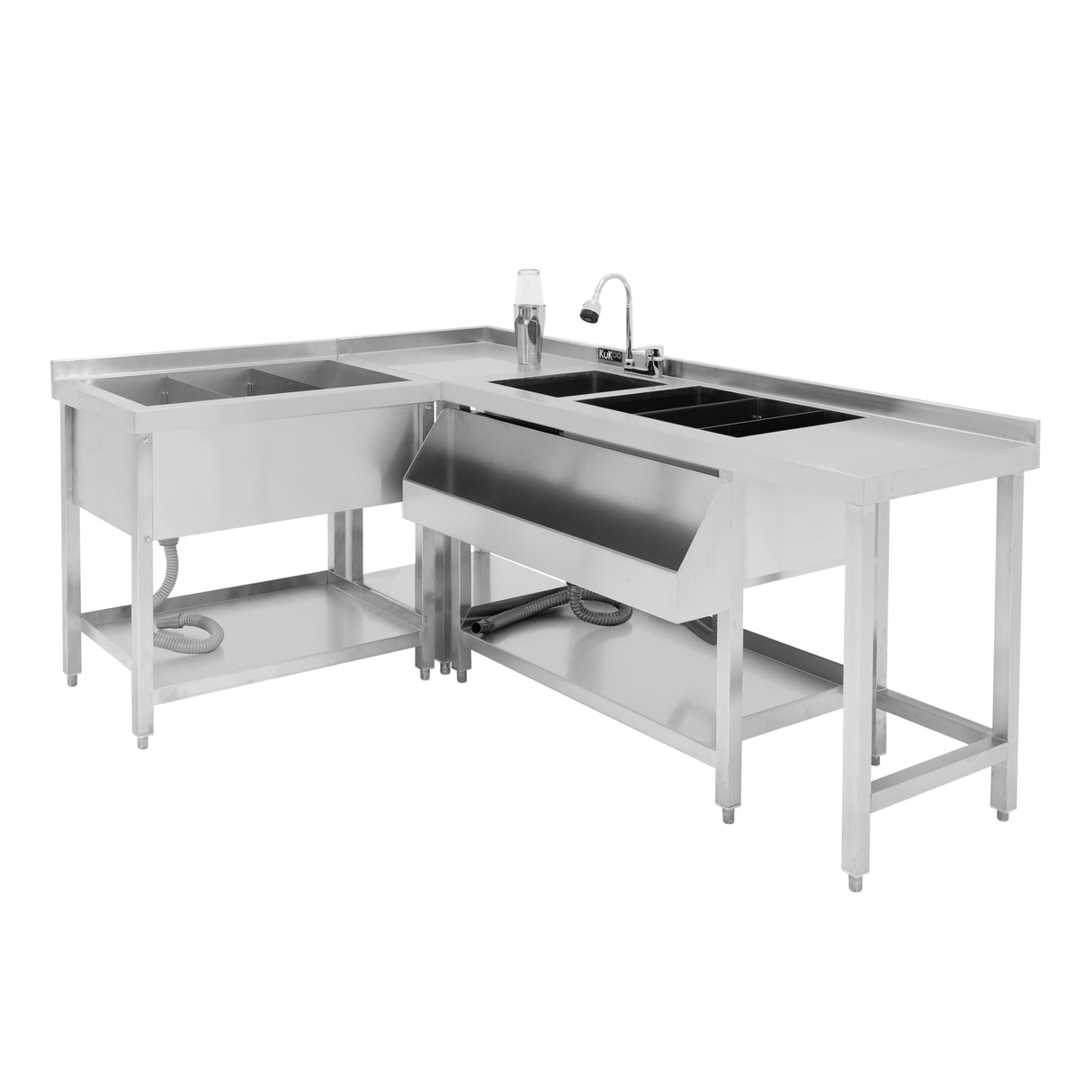 Pack de Estação de Bar - Estação de Bar para Coquetéis com Unidade de Poço de Gelo e Unidade Modular de Canto