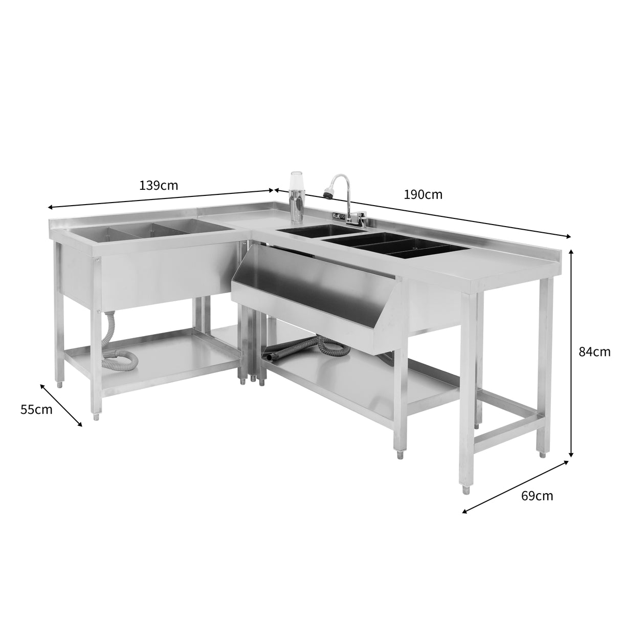 Pack de Estação de Bar - Estação de Bar para Coquetéis com Unidade de Poço de Gelo e Unidade Modular de Canto