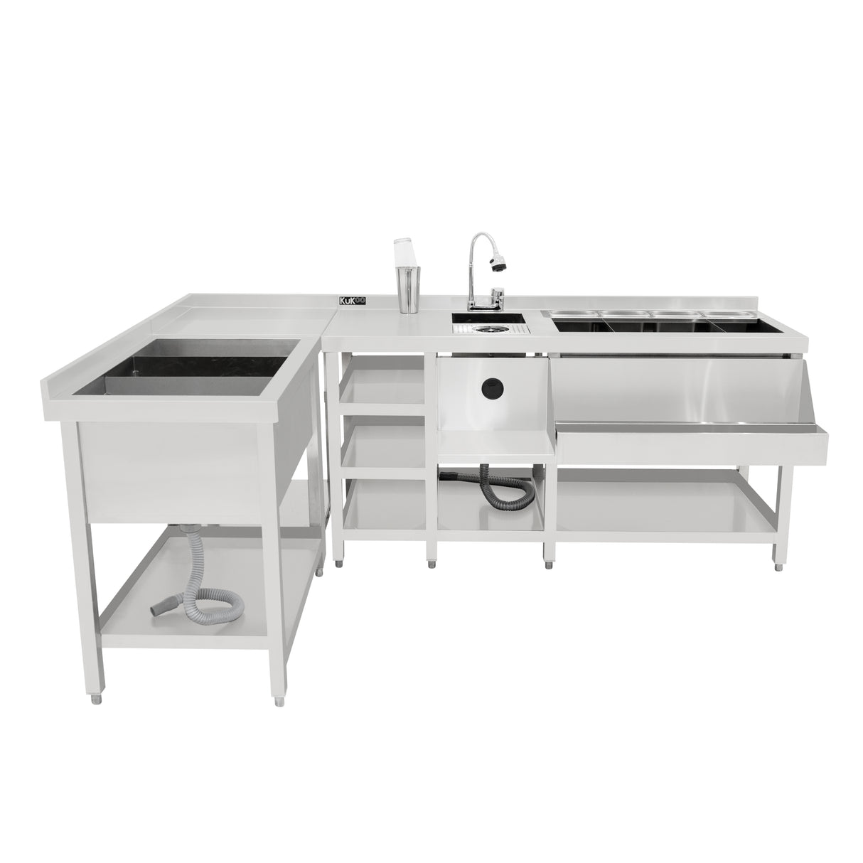 Pack Deluxe de Estação de Bar - Estação de Bar para Coquetéis com Unidade de Poço de Gelo e Unidade Modular de Canto