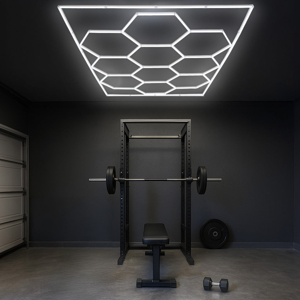 Luminária de teto LED hexagonal (x10 hexágonos)