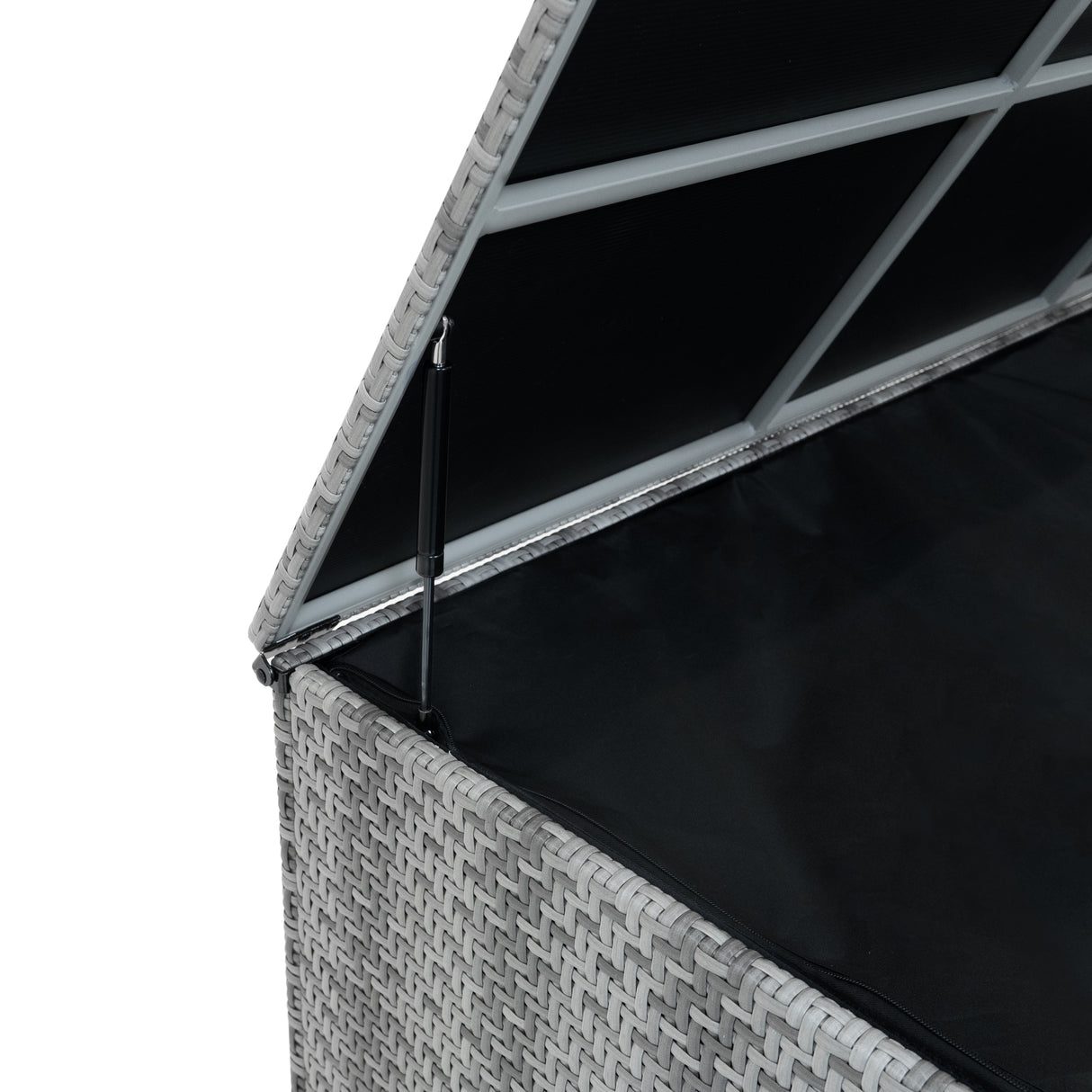 Conjunto Modular de Ratán (7 peças) com Caixa de Armazenamento 700L (Cinza)