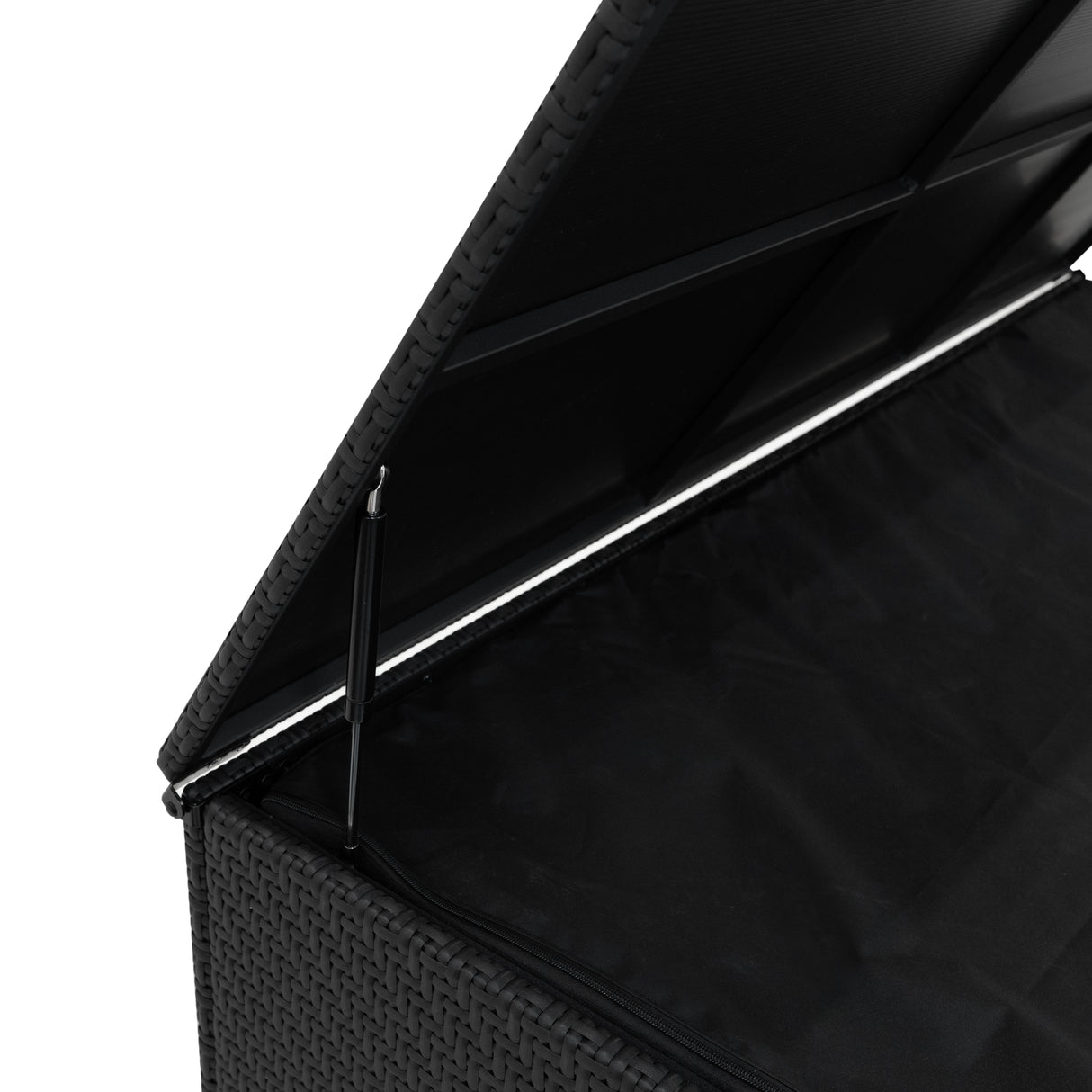 Conjunto Modular de Ratán (6 peças) com Caixa de Armazenamento 700L (Preto)