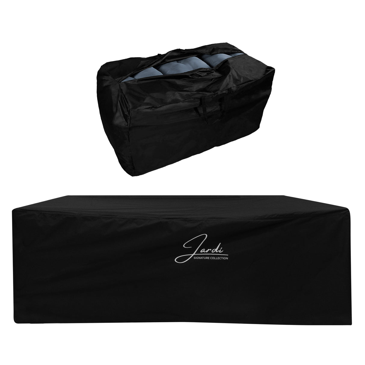 Conjunto de jardim de alumínio 5 lugares Efeito madeira + Caixa em Rattan Preto