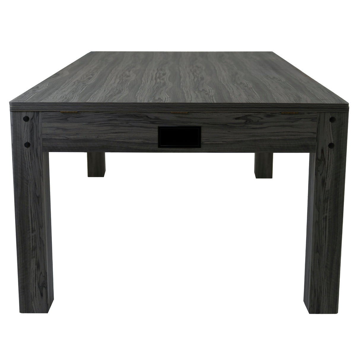 Mesa de jogos 7 em 1 em cinza escuro, com superfície texturizada e design moderno, ideal para diversas atividades recreativas