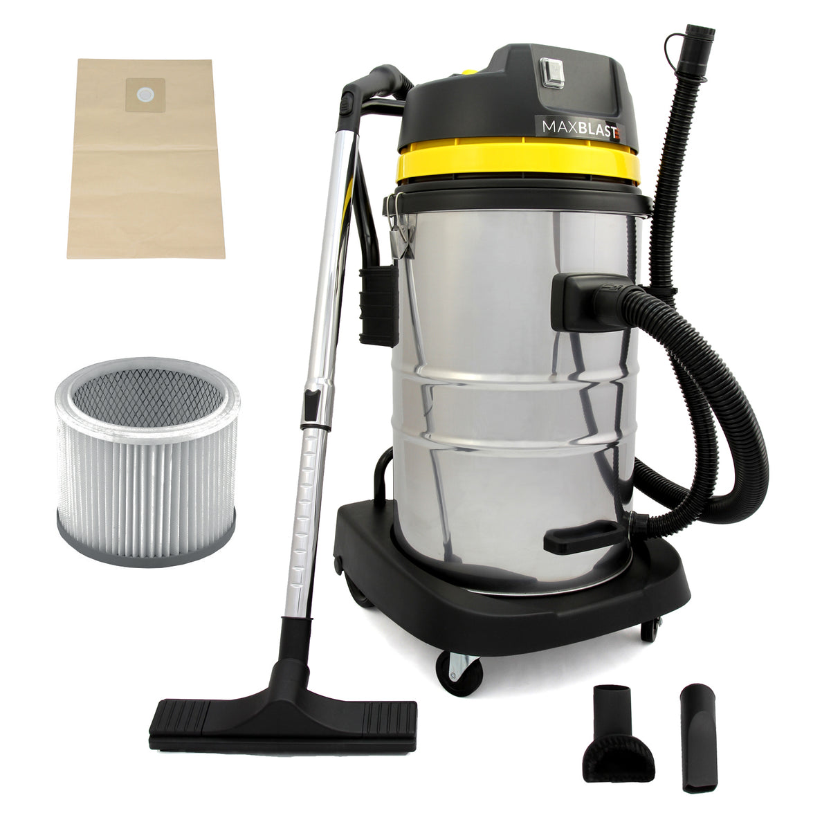 Aspirador industrial de 50L e hastes de calha de 7,2m