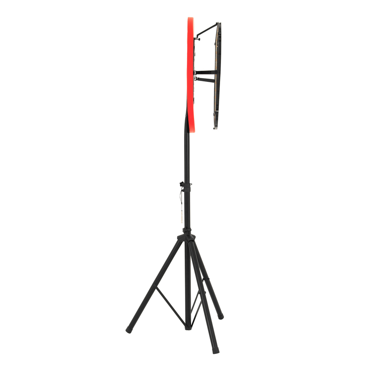 Jogo de dardos com moldura LED em pé, estrutura preta, moldura vermelha iluminada, ideal para jogos em ambientes internos e externos