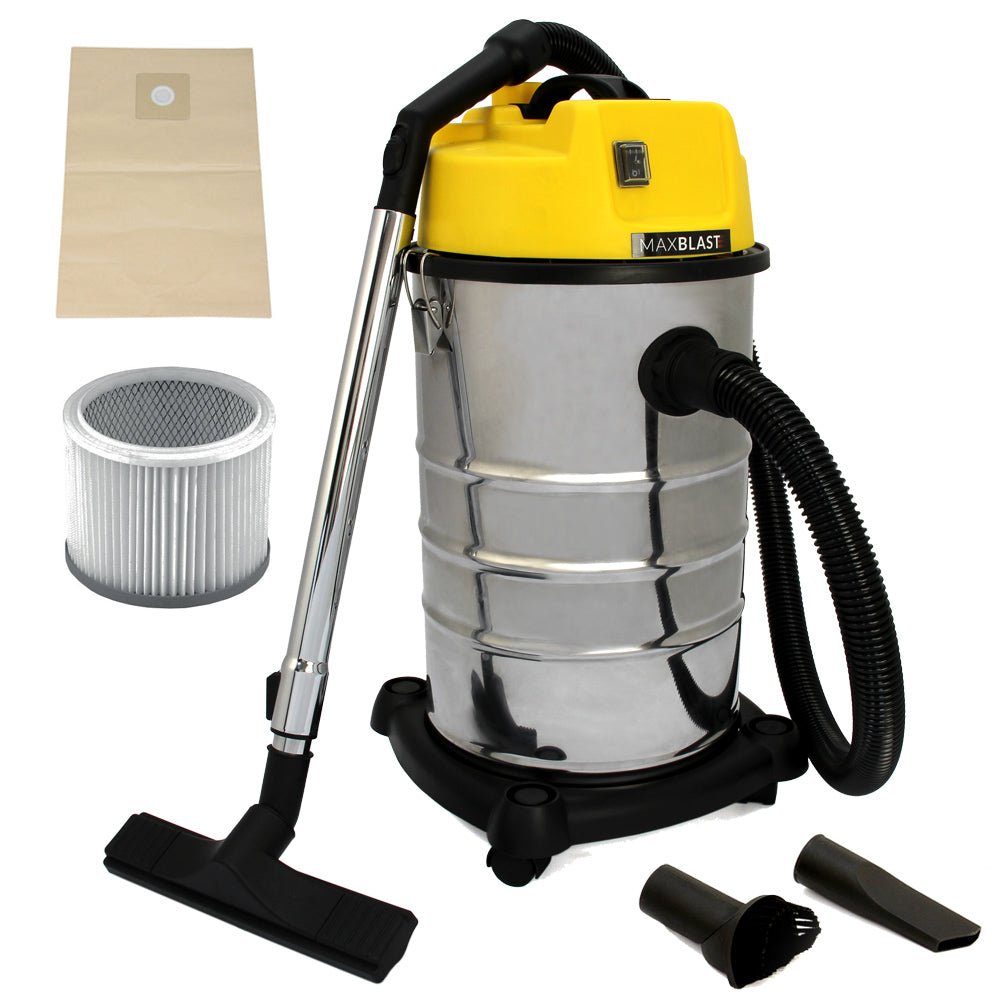 Aspirador industrial de 30L e hastes de calha de 7,2m
