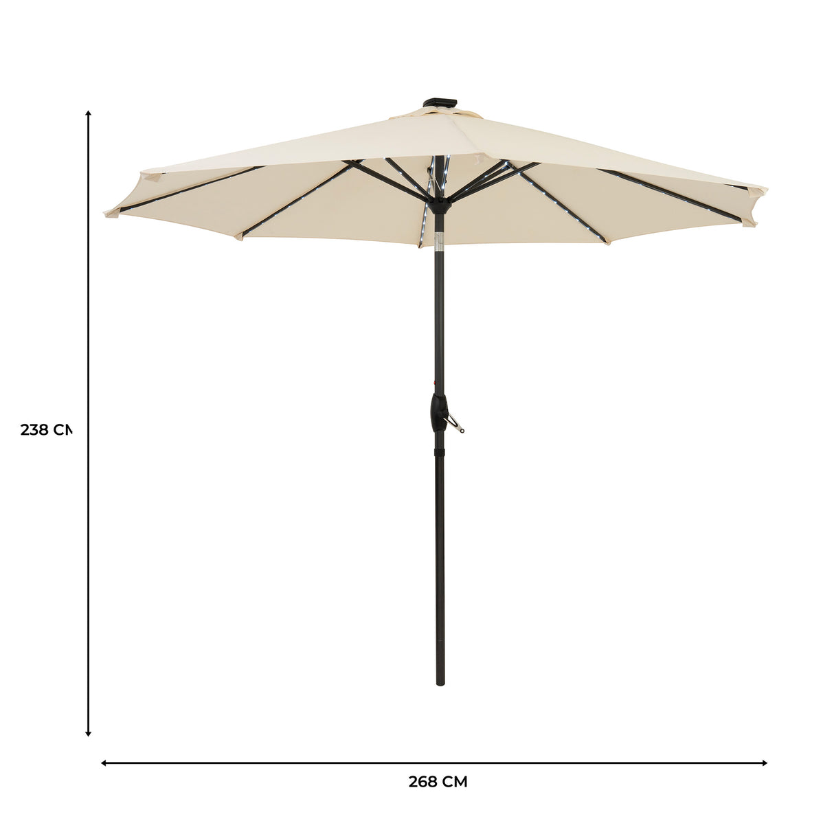 Guarda-Sol Inclinável LED 2,7 m – Creme