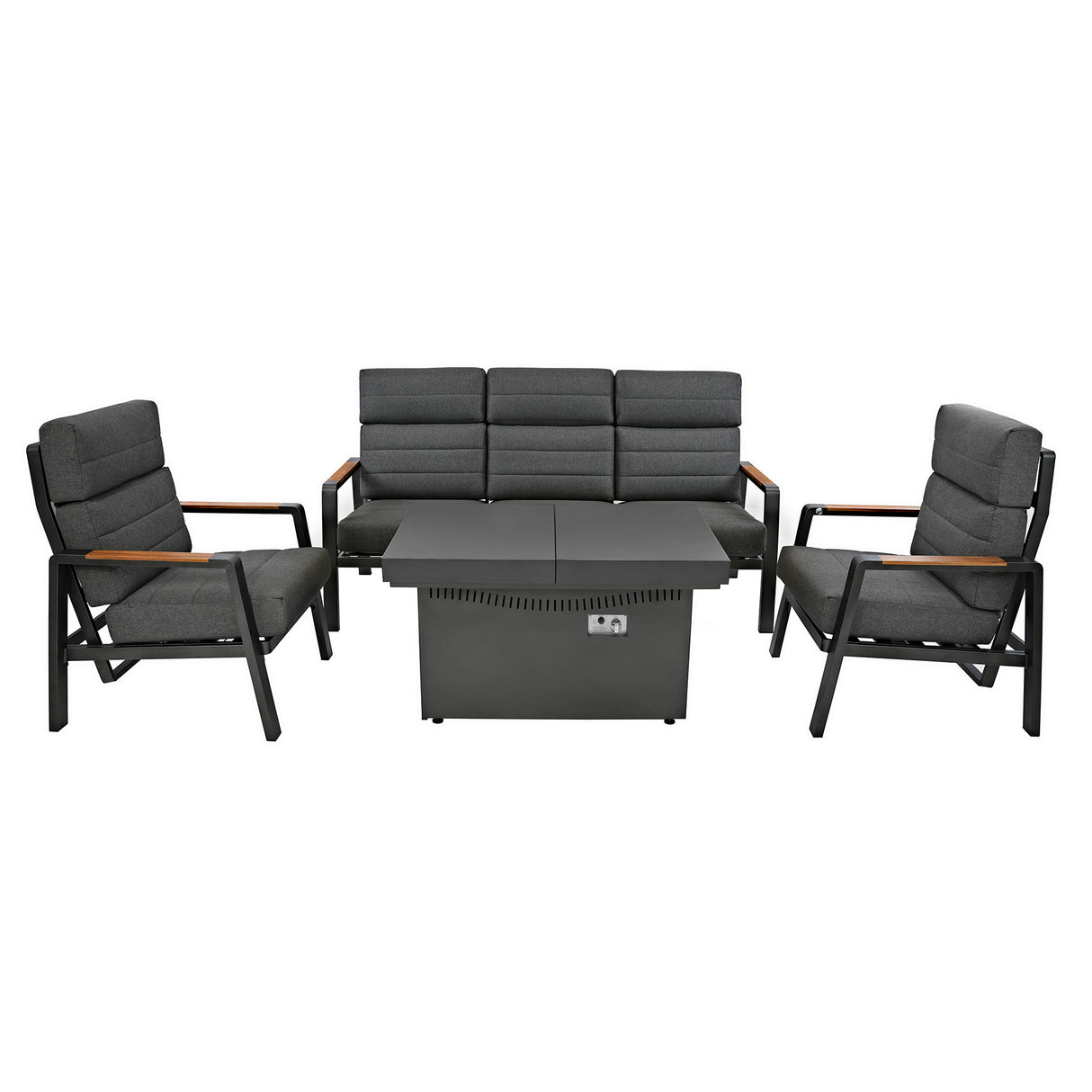 Conjunto de Jardim Reclinável para 5 Pessoas com Mesa Lareira