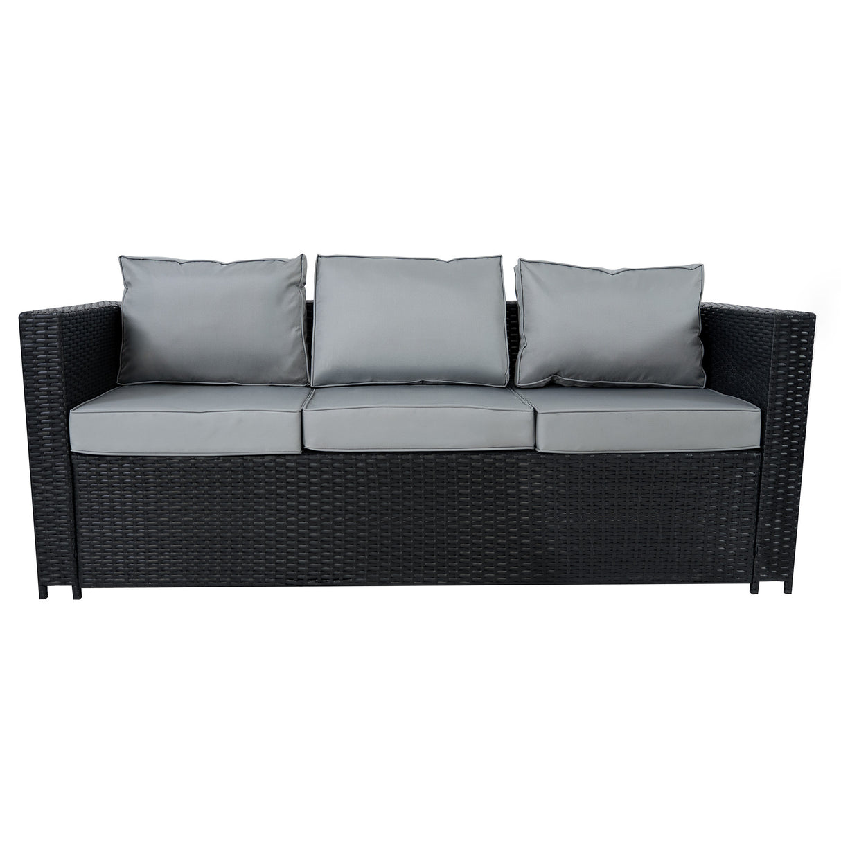 Conjunto de Jardim em Rattan 8 Lugares com Mesa de Fogo a Gás – Preto
