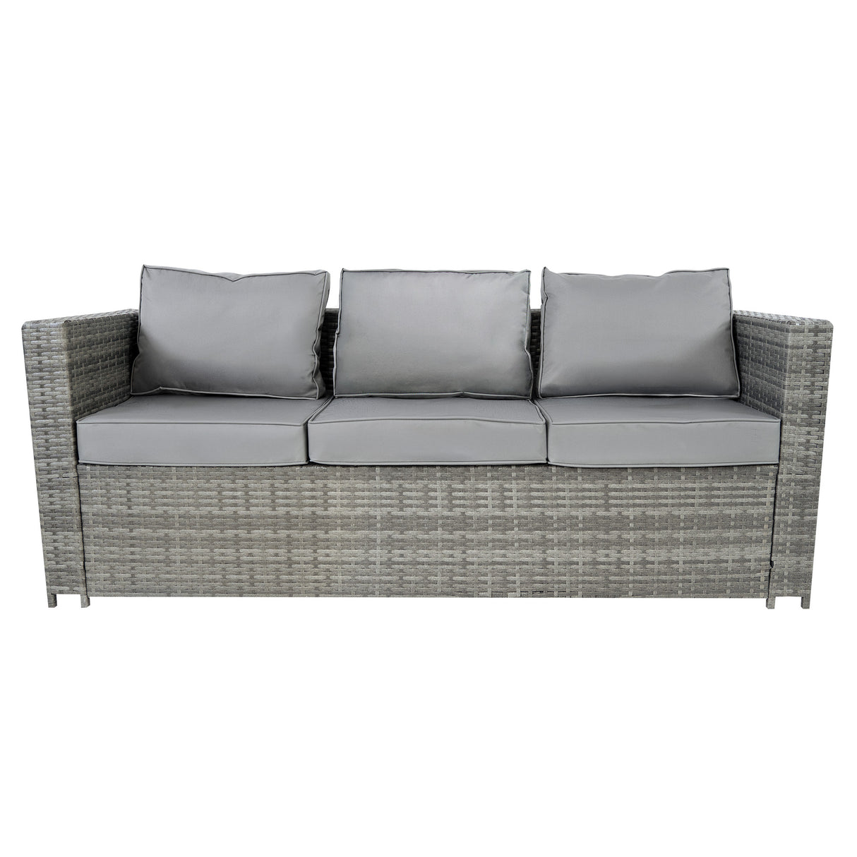 Conjunto de Jardim em Rattan 8 Lugares com Mesa de Fogo a Gás – Cinzento