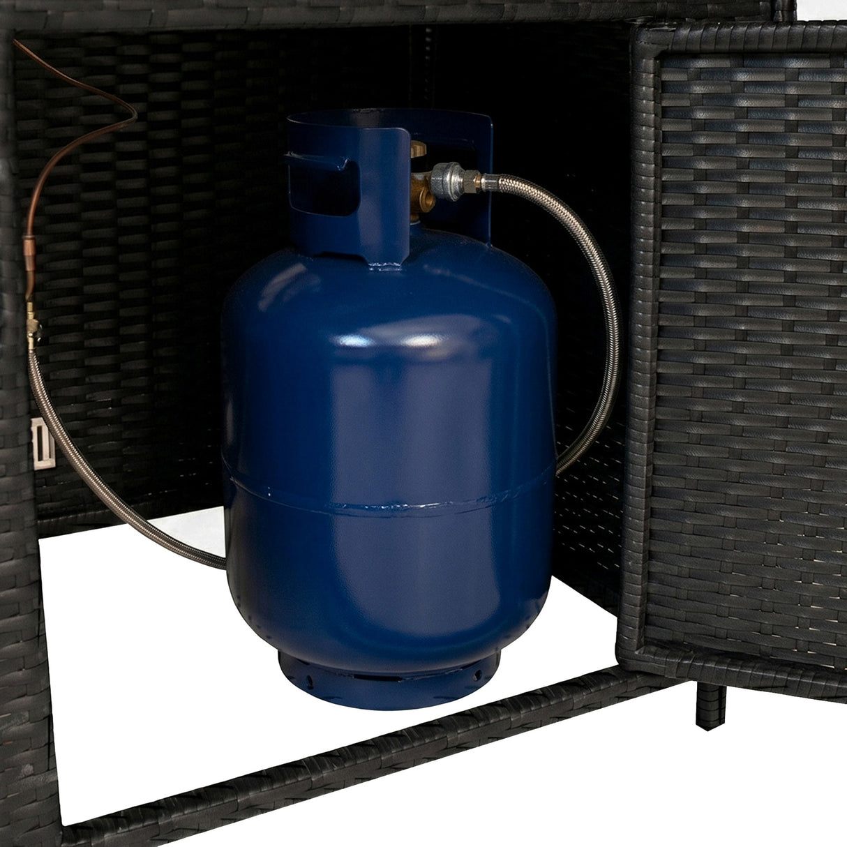 Conjunto de Jardim em Rattan 11 Lugares com Mesa de Fogo a Gás – Preto