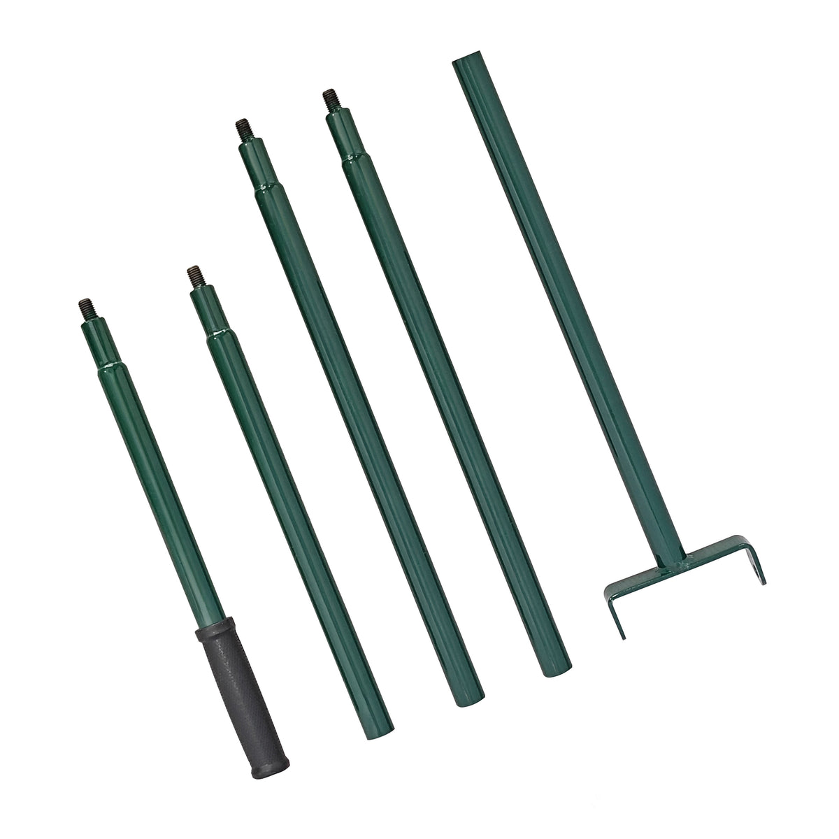 Nivelador de relva de 100 cm em verde, composto por quatro hastes metálicas, com acabamento liso e textura resistente, ideal para jardinagem