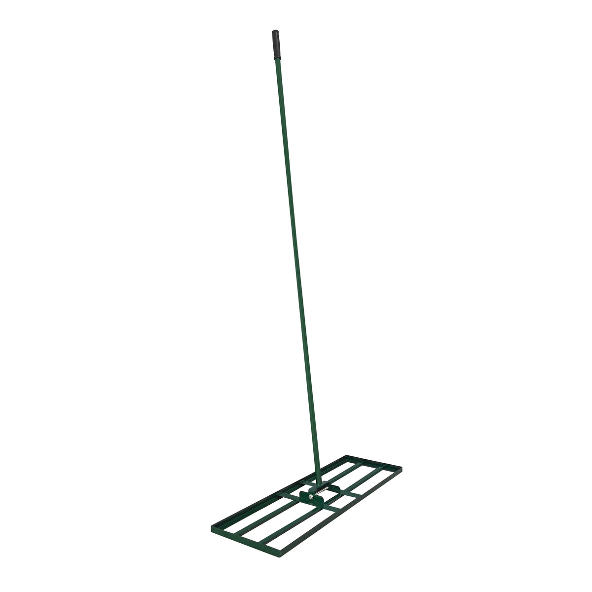 Nivelador de relva de 100 cm em verde, com estrutura metálica longa e base retangular, ideal para nivelar gramados e jardins