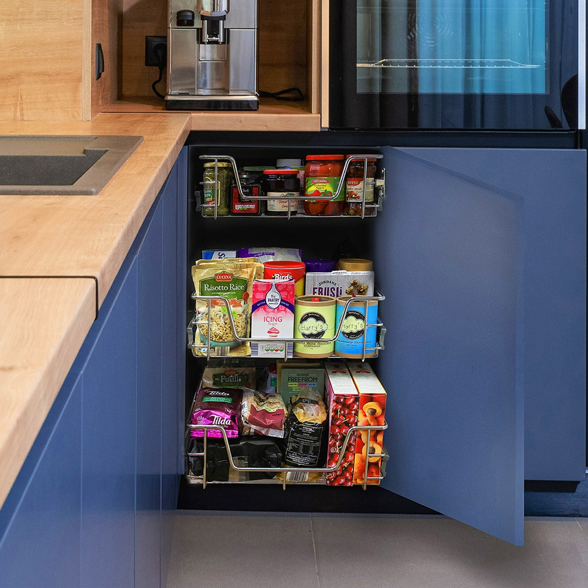 4 cestos deslizantes KuKoo para armá rio de cozinha de 30 cm