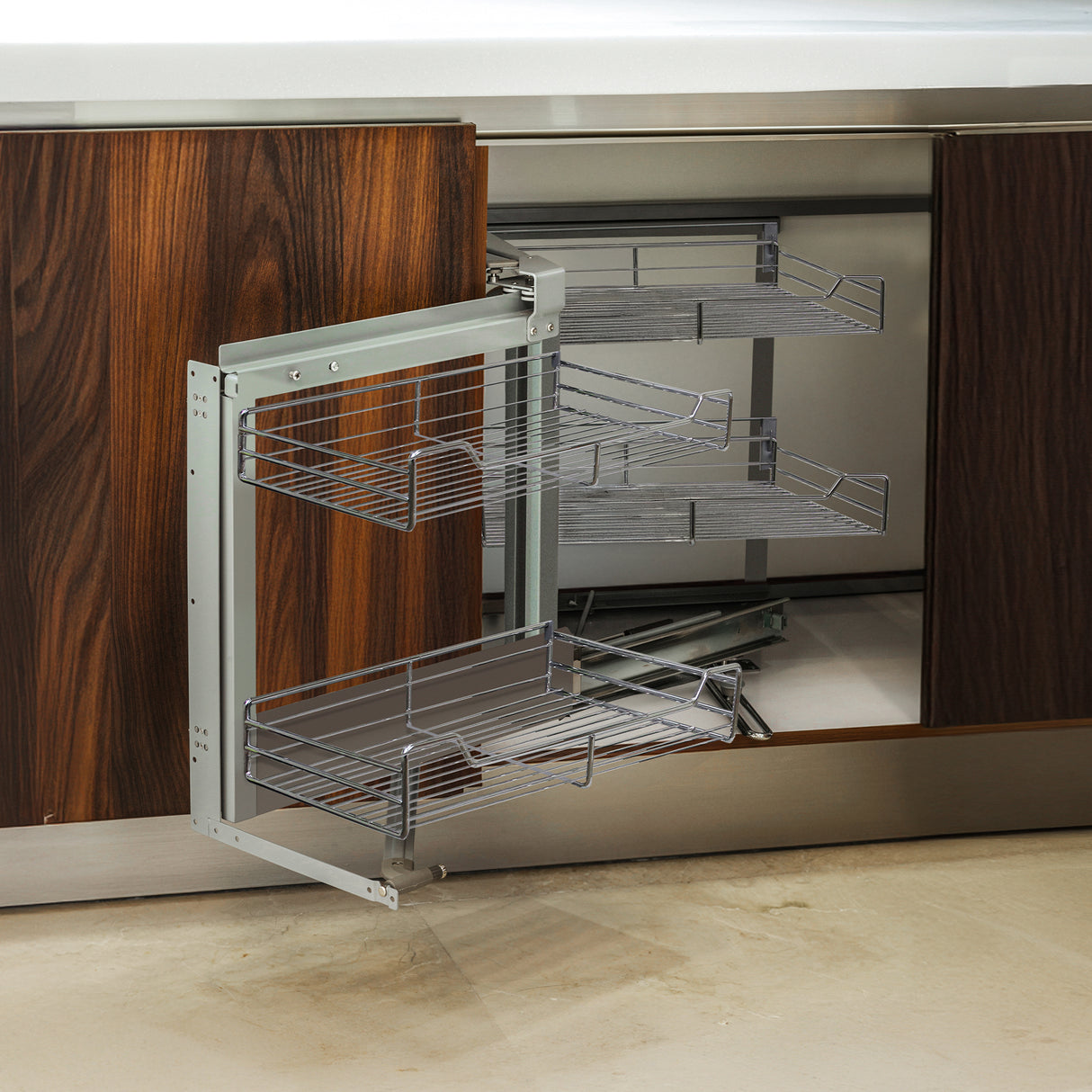 Cestos de aço inoxidá vel para móveis de canto cego 90-100cm, lado esquerdo