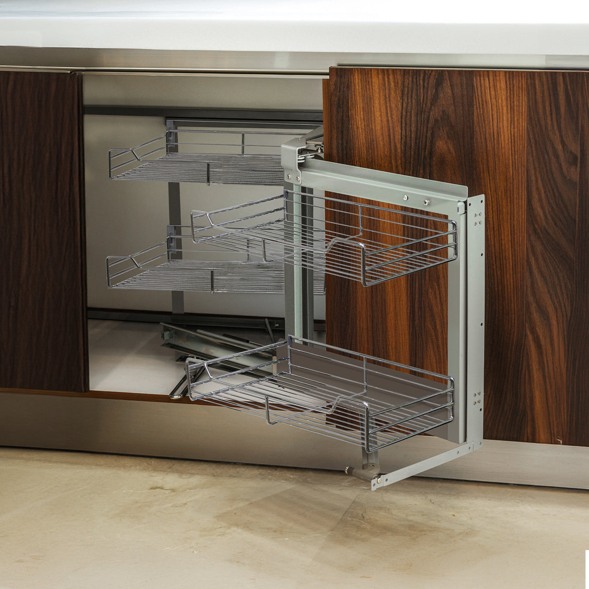 Cestos de aço inoxidá vel para móveis de canto cego 90-100cm, lado direito