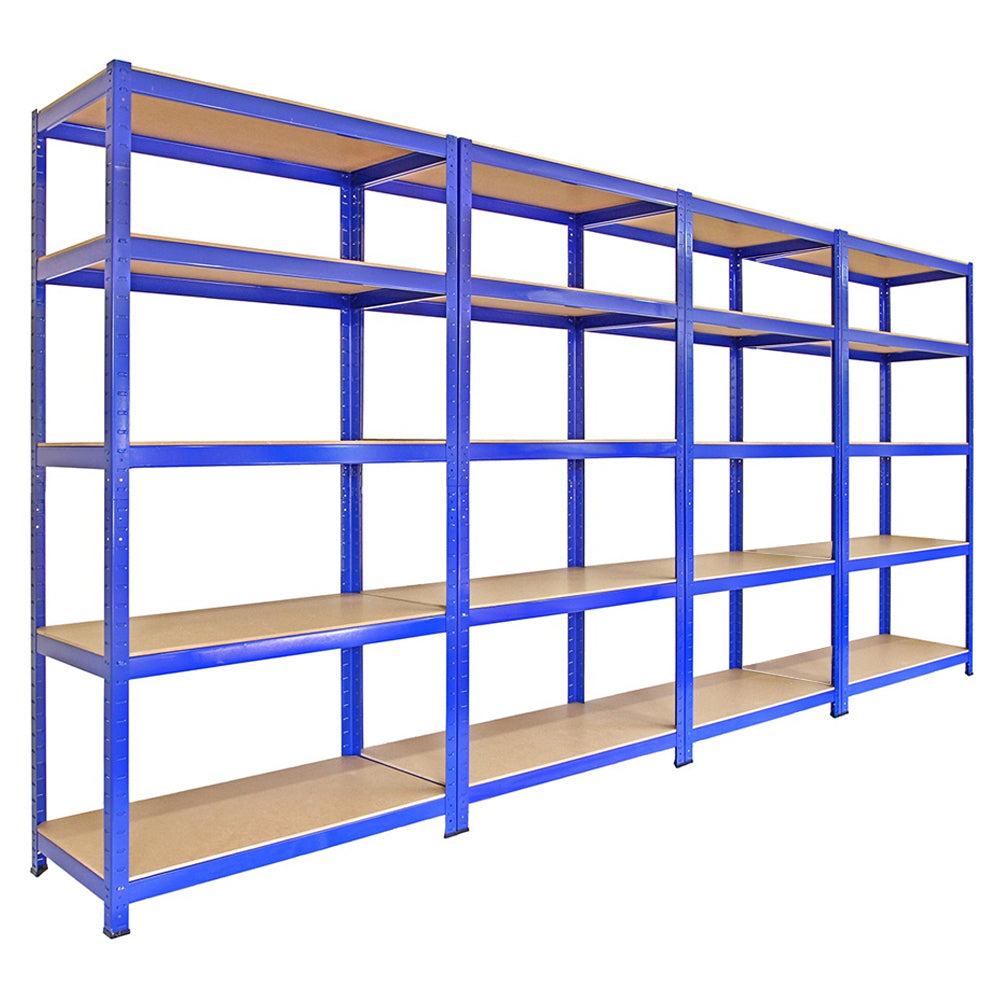 4 x Estanterias T-Rax 90 cm, Conectores de Baía & Martelo - Azul