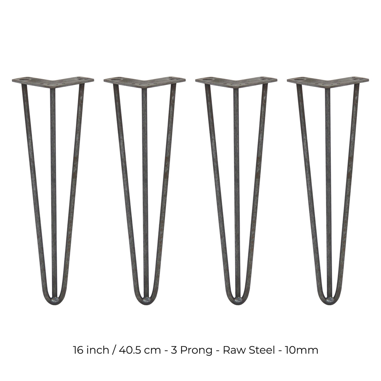 4 Pernas de Forquilha Pernas de SkiSki 40,6cm Aço Natural 3 Dentes 10mm