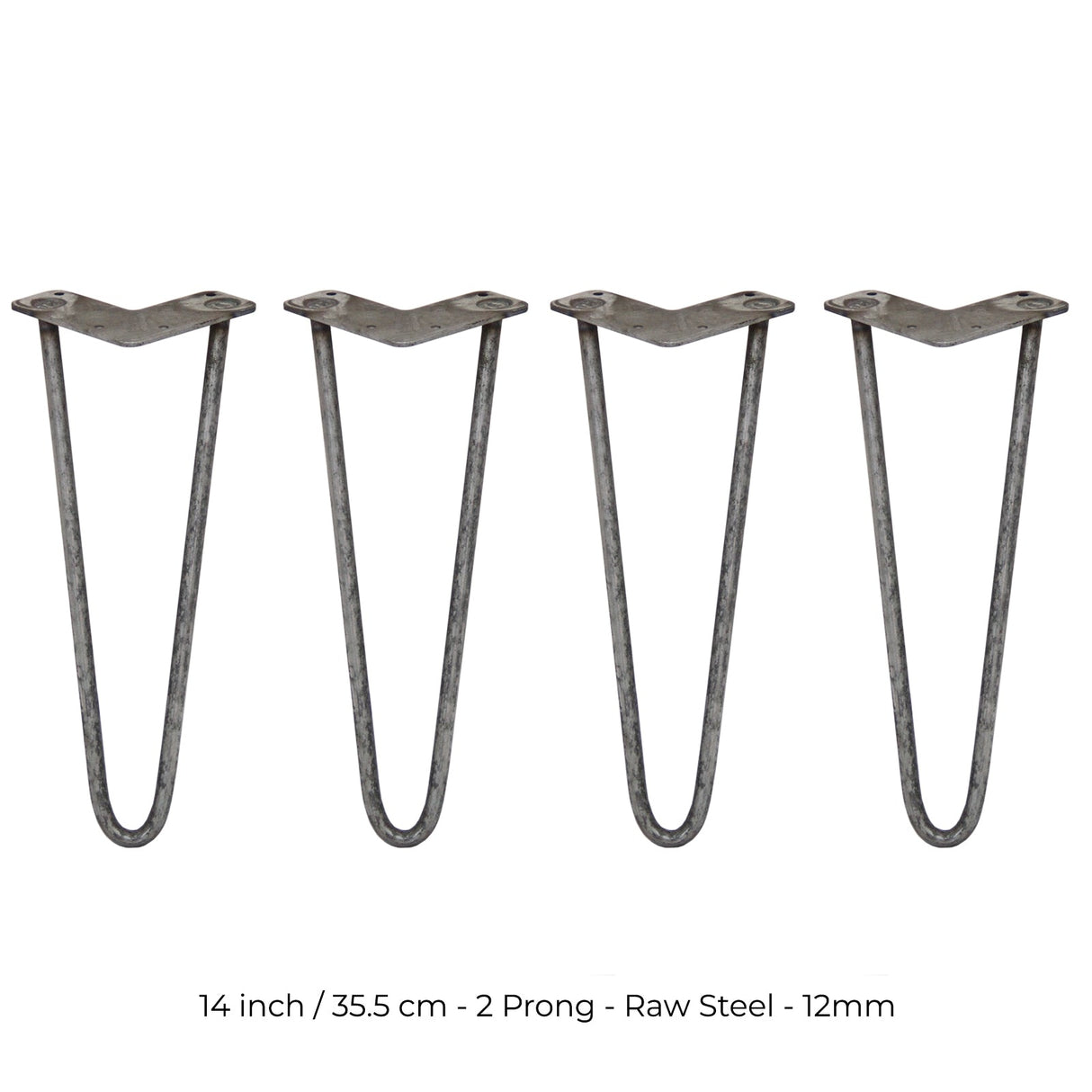 4 Pernas de Forquilha Pernas de SkiSki 35,5cm Aço Natural 2 Dentes 12mm