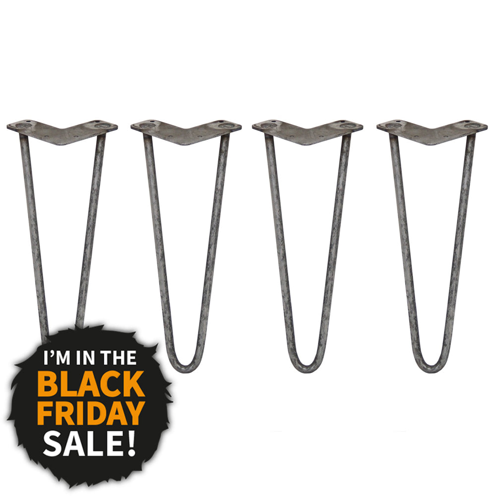 4 Pernas de Forquilha Pernas de SkiSki 35,5cm Aço Natural 2 Dentes 12mm