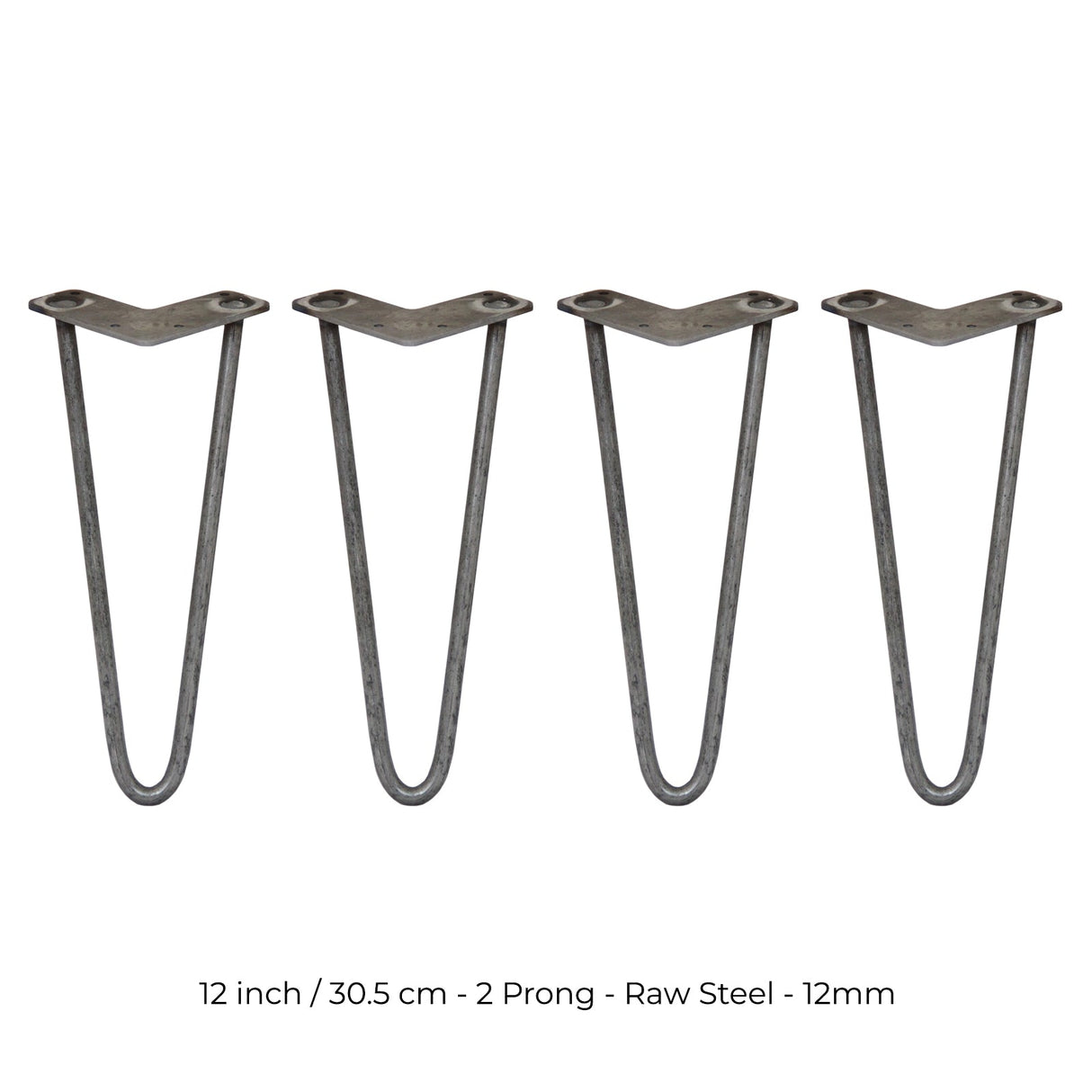 4 Pernas de Forquilha Pernas de SkiSki 30,5cm Aço Natural 2 Dentes 12mm