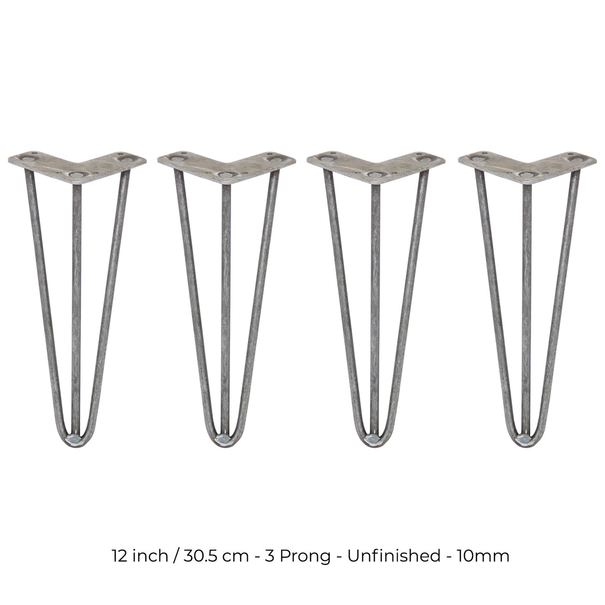 4 Pernas de Forquilha Pernas de SkiSki 30,5cm Aço Natural 3 Dentes 10mm