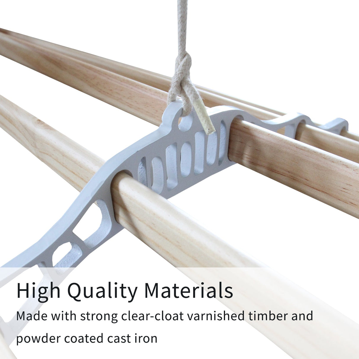 Varal de teto com sistema de roldanas e 6 ripas de 1,8m na cor branca