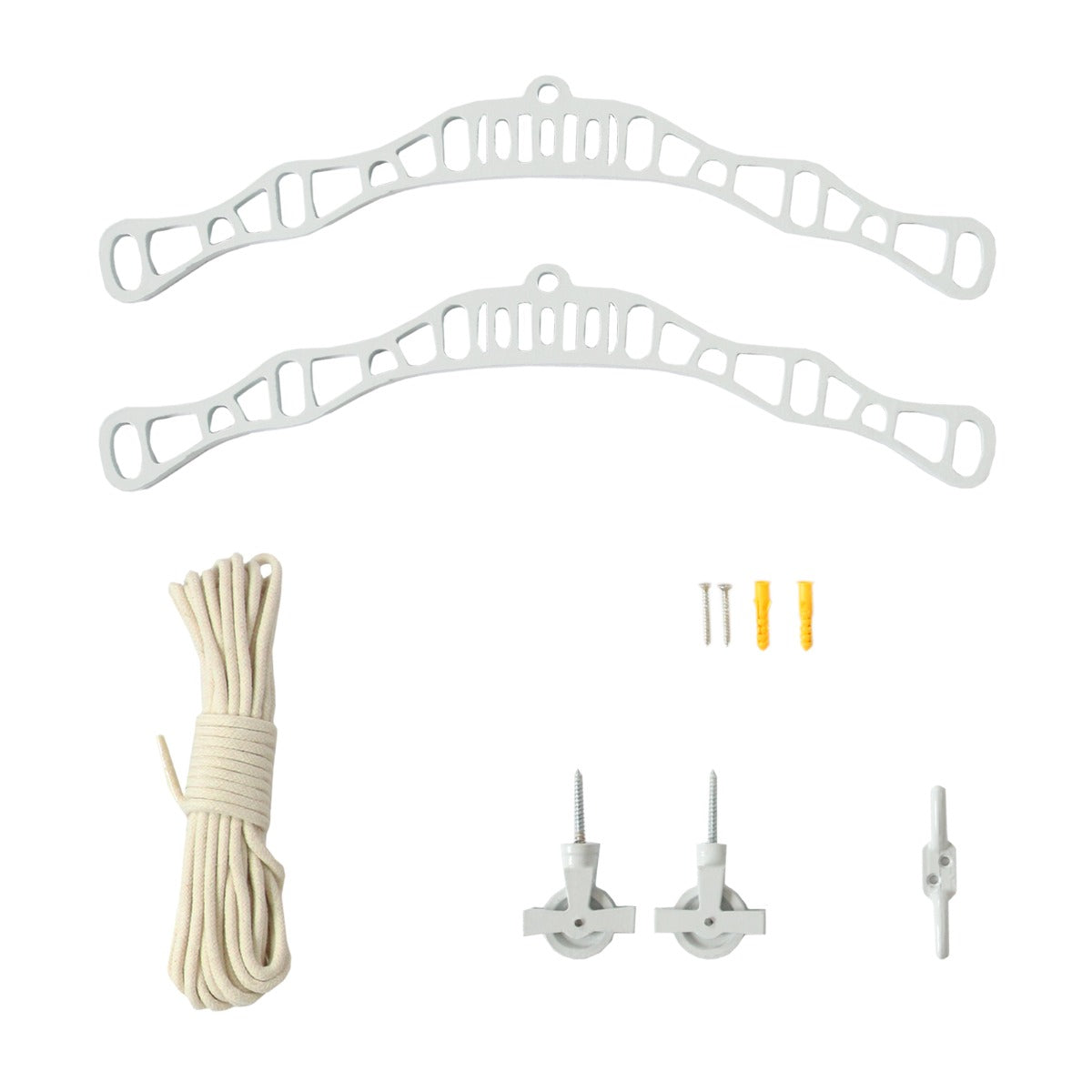 Varal de Teto com Sistema de Polias e 6 Ripas Brancas de 2,4m