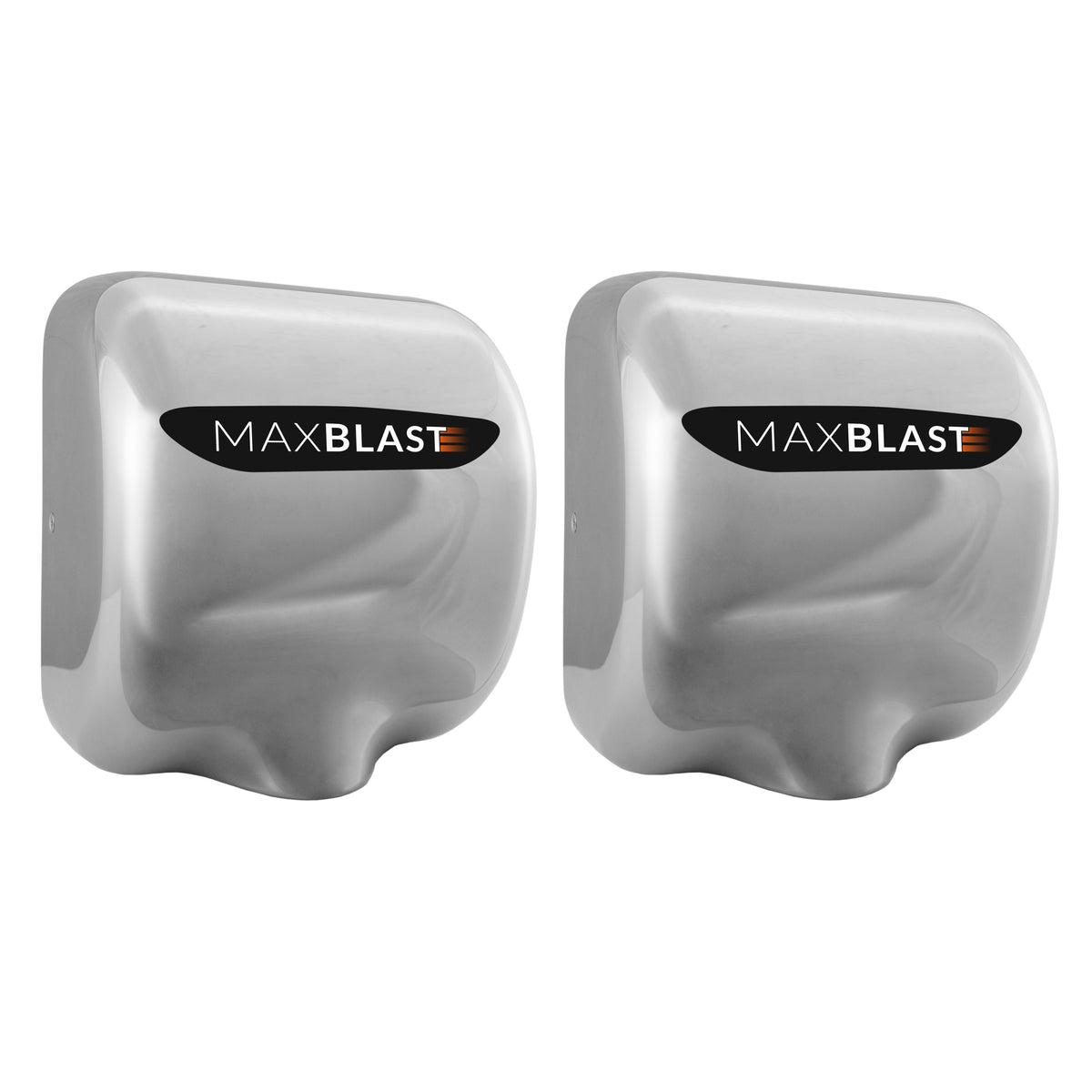 Secador de mãos comercial MAXBLAST em acabamento prateado, com design moderno e superfície lisa, ideal para ambientes públicos