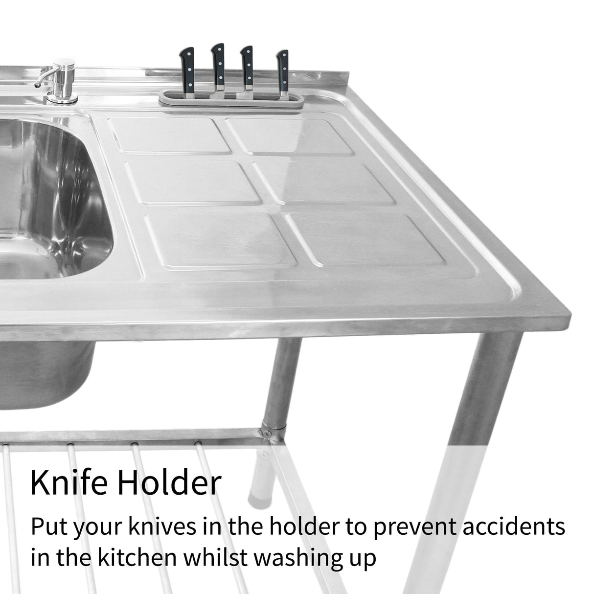 Pia comercial de tigela dupla de aço inoxidá vel e escorredor á… direita