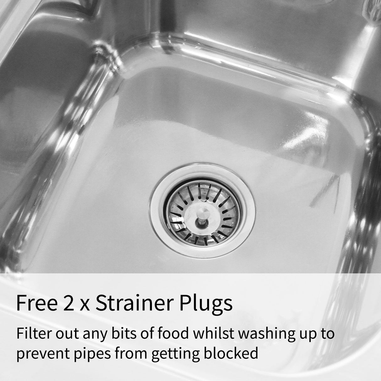 Pia comercial de tigela dupla de aço inoxidá vel e escorredor á… direita