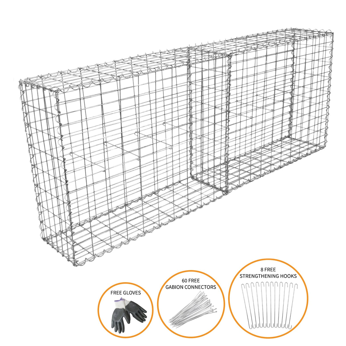 2 Gaiolas Cestas Gabião Exteriores para Decoração 100 x 95 x 30cm