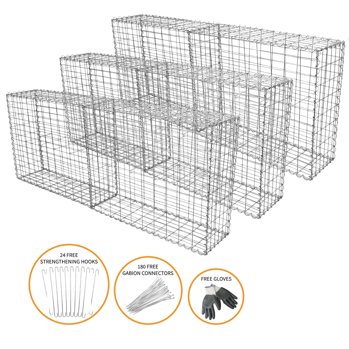 Cestos externos de aço inoxidá vel 100 x 80 x 30 cm Pacote de 6