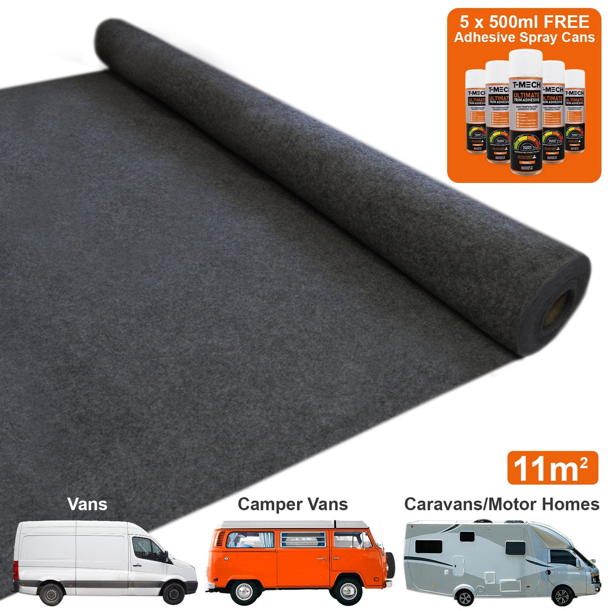 Forro Van Carpet 11 mý / Antracite e 5 Latas de Adesivo
