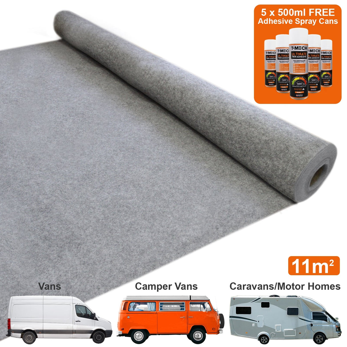 Forro Van Carpet 11 mý / Cinza e 5 Latas de Adesivo