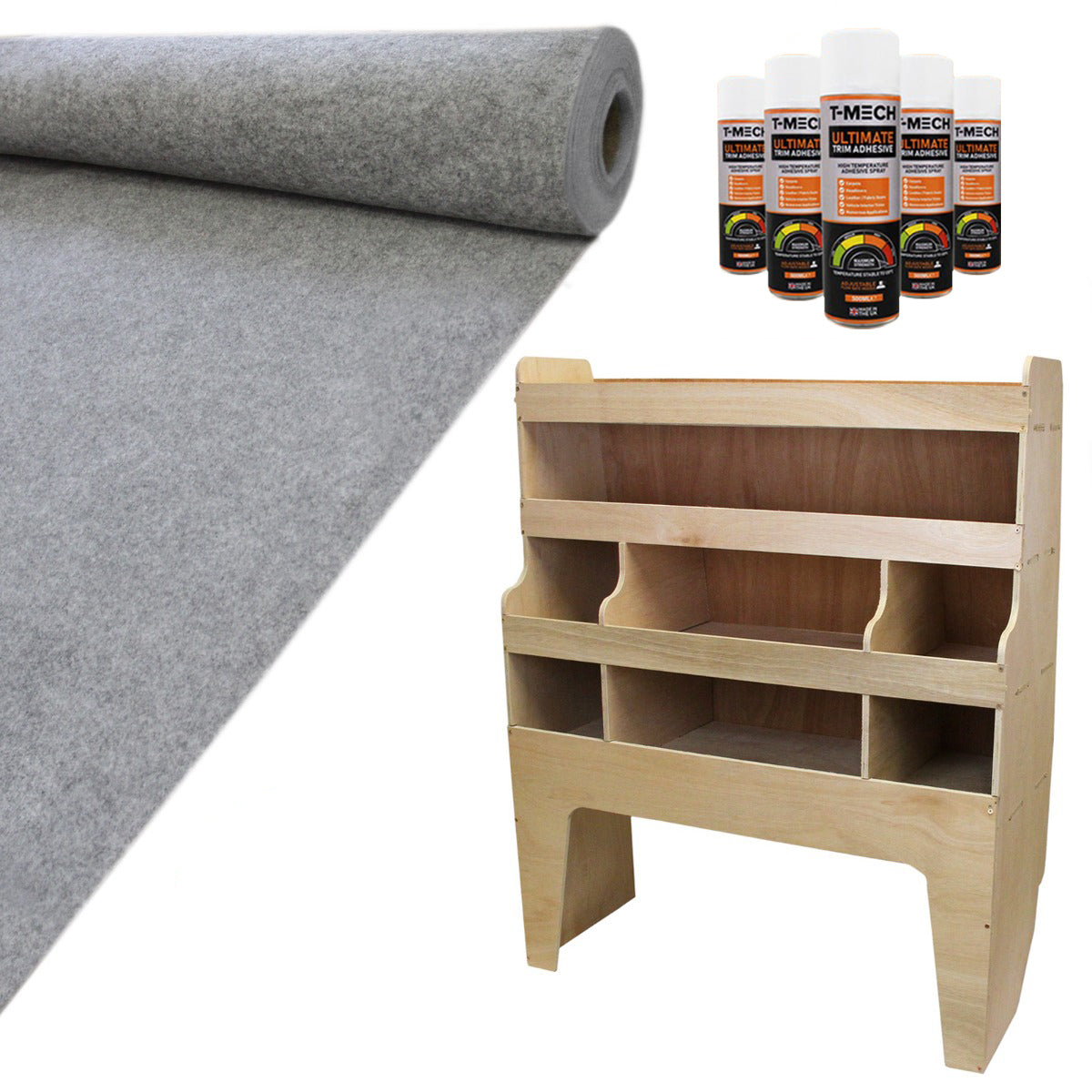 Forro e estantes para van cinza fumaça 11 m2 para VW Transporter