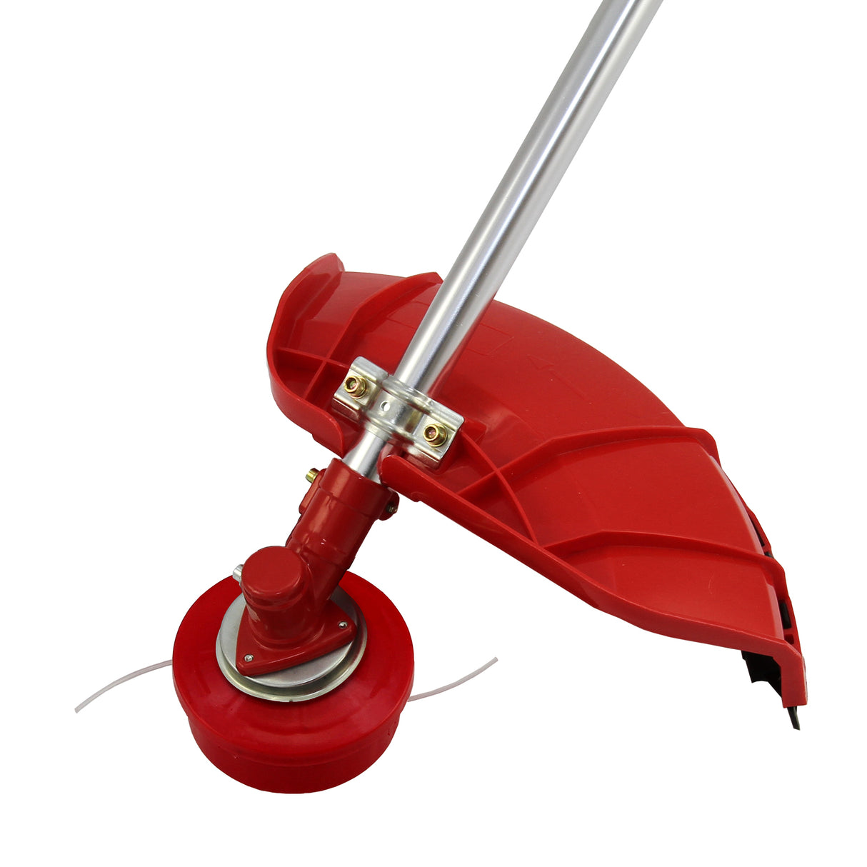 Ferramenta multifuncional 5 em 1 com corpo vermelho, lâmina de corte prateada e cabo de alumínio, ideal para jardinagem e corte de madeira