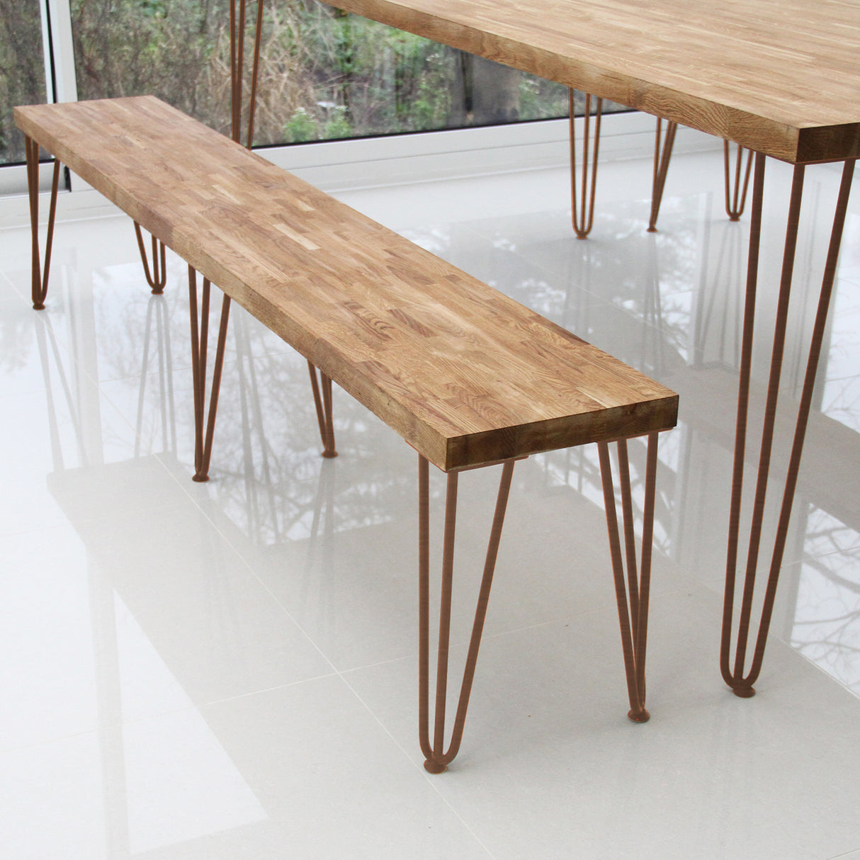 Pernas de garfo para mesa em metal marrom, com design elegante e moderno, altura de 71 cm, ideal para mesas de madeira
