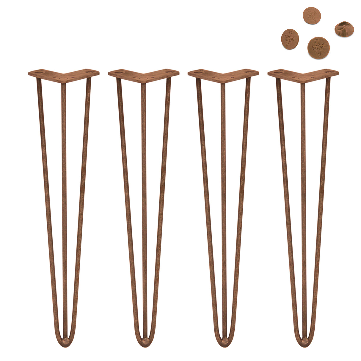 Pernas de garfo para mesa em metal marrom, com três dentes de 12 mm, altura de 71 cm, ideal para criar móveis modernos e elegantes