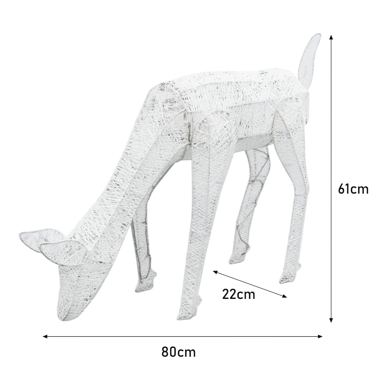 Renas iluminadas de 1,2 m e cervos iluminados de 0,61 m com luzes LED brancas